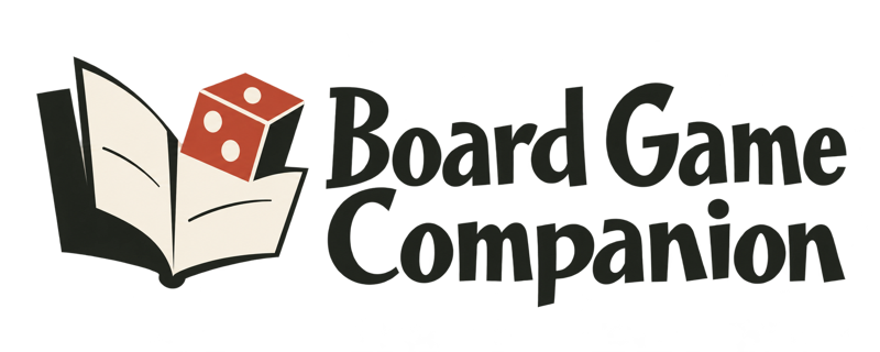 Board Game Companion logo with an open rulebook and a red die